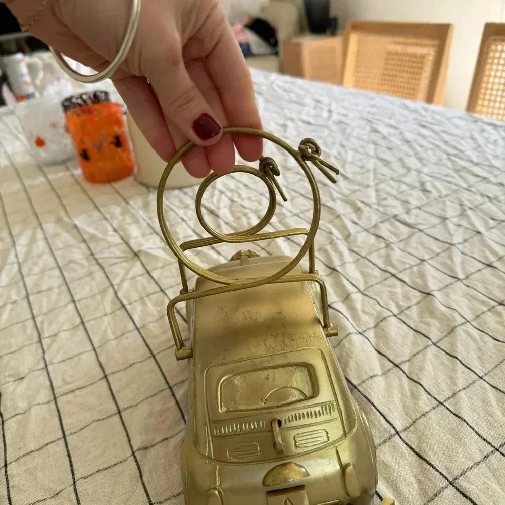 Anthropologie Brass wine bottle holder home decor bar cart bows car gift gold